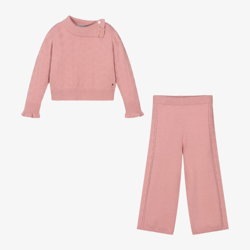 Abel & Lula-طقم بنطلون محبوك لون زهري للبنات | Childrensalon Outlet