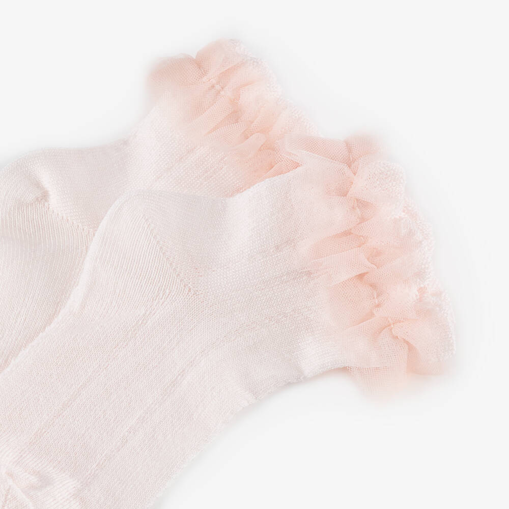 Abel & Lula-Girls' Rose Ruffle Cotton Blend Socks | Childrensalon Outlet