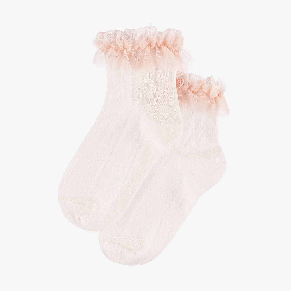 Abel & Lula-Girls' Rose Ruffle Cotton Blend Socks | Childrensalon Outlet