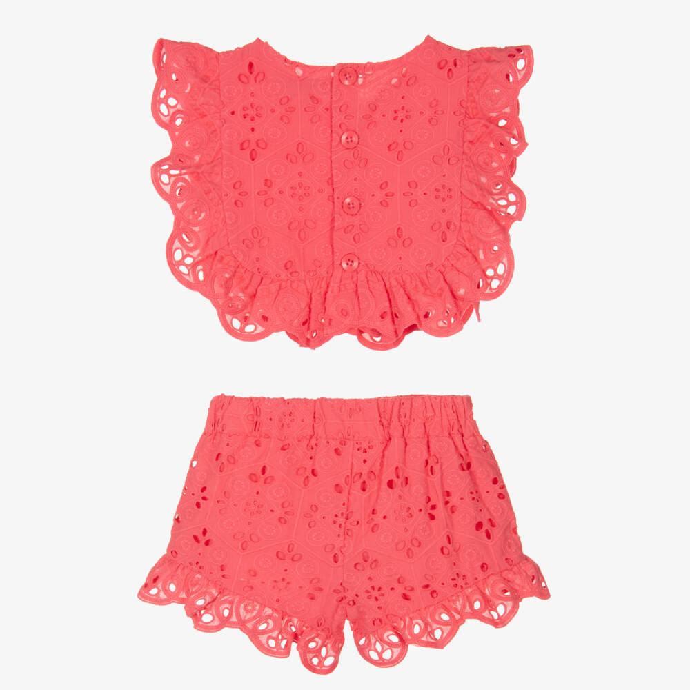 Abel & Lula-Girls Rosy Eyelet Ensemble | Childrensalon Outlet