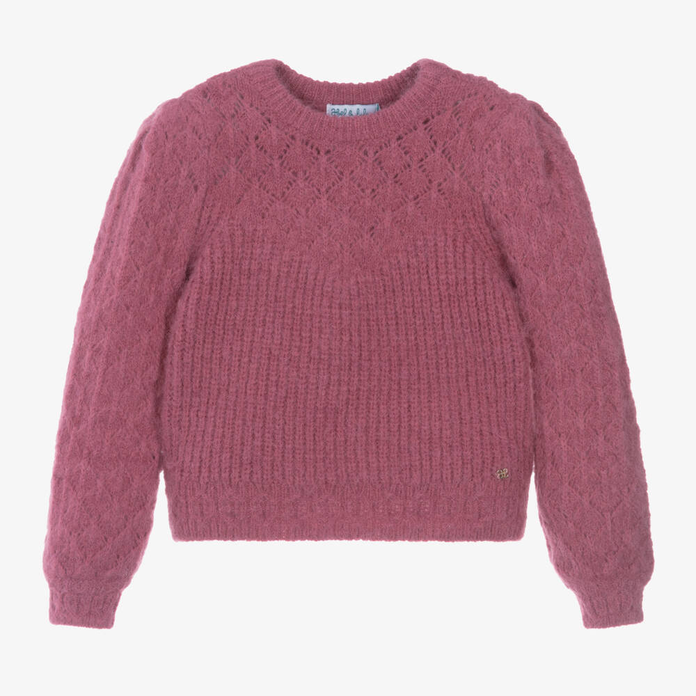 Abel & Lula-Girls Rosy Textured Knit Jumper | Childrensalon Outlet