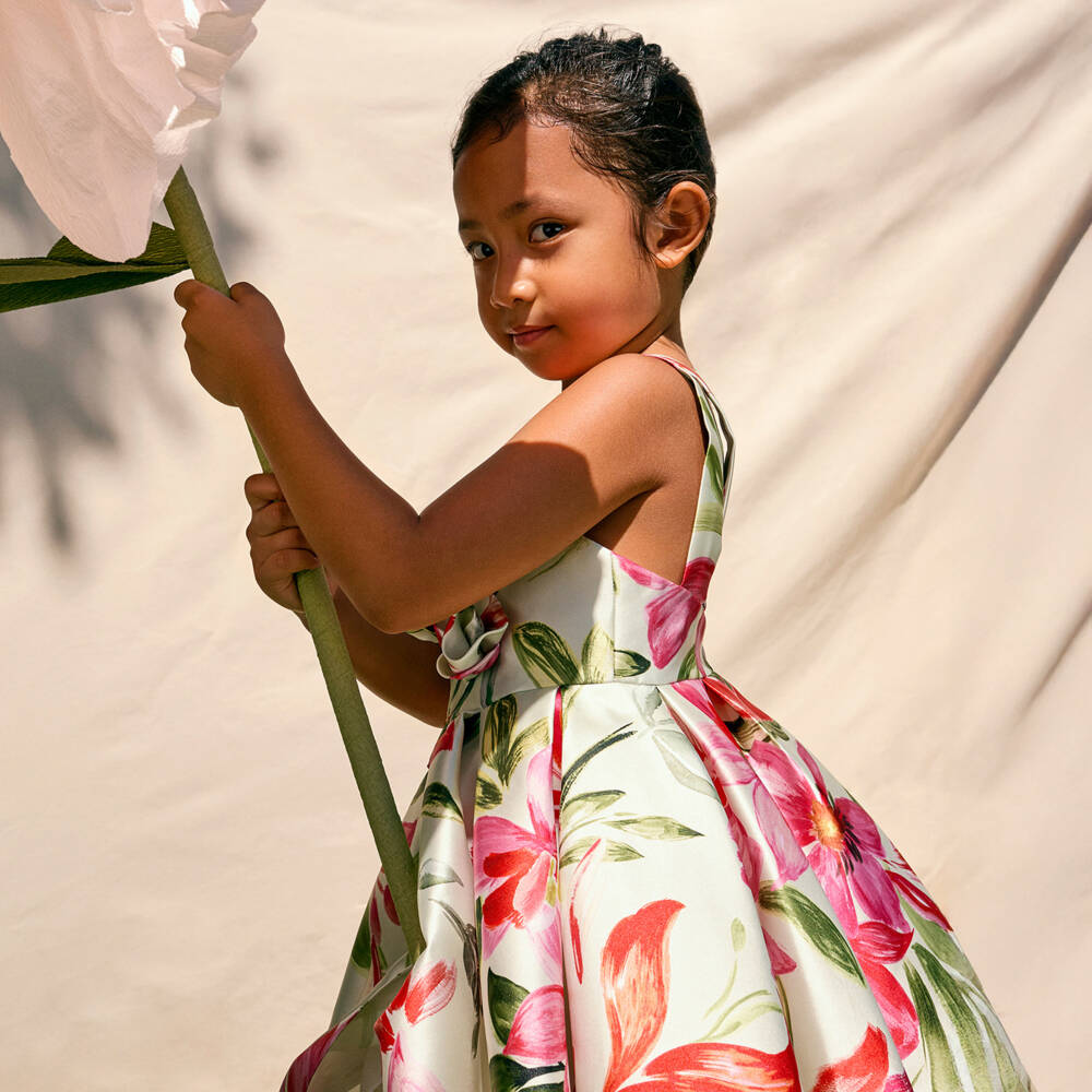 Abel & Lula-Girls Satin Twill Floral Delight | Childrensalon Outlet
