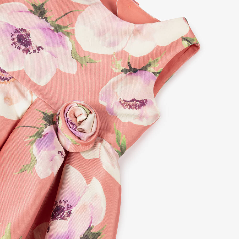 Abel & Lula-Girls Satin Twill Floral Frock | Childrensalon Outlet