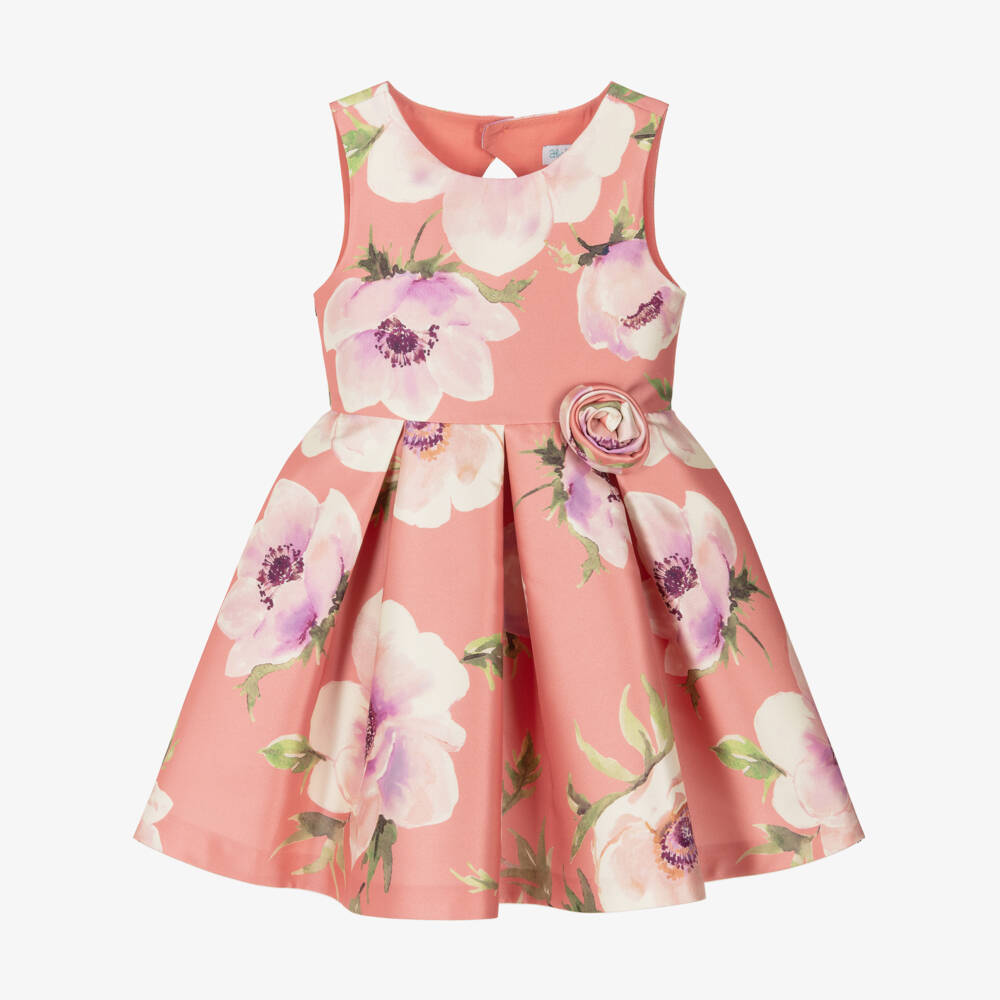 Abel & Lula-Girls Satin Twill Floral Frock | Childrensalon Outlet