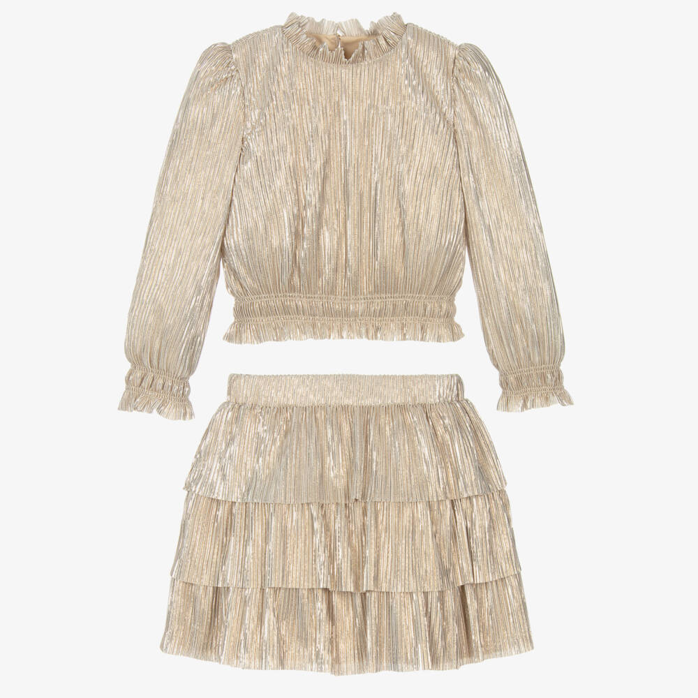 Abel & Lula-طقم ذهبي لامع للبنات | Childrensalon Outlet