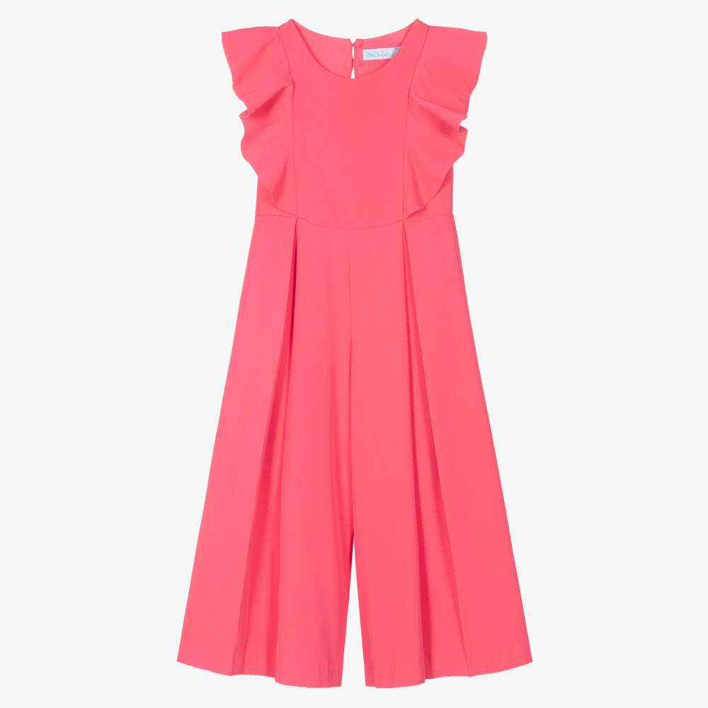 Abel & Lula-Girls Silky Fuchsia Ruffle Romper | Childrensalon Outlet