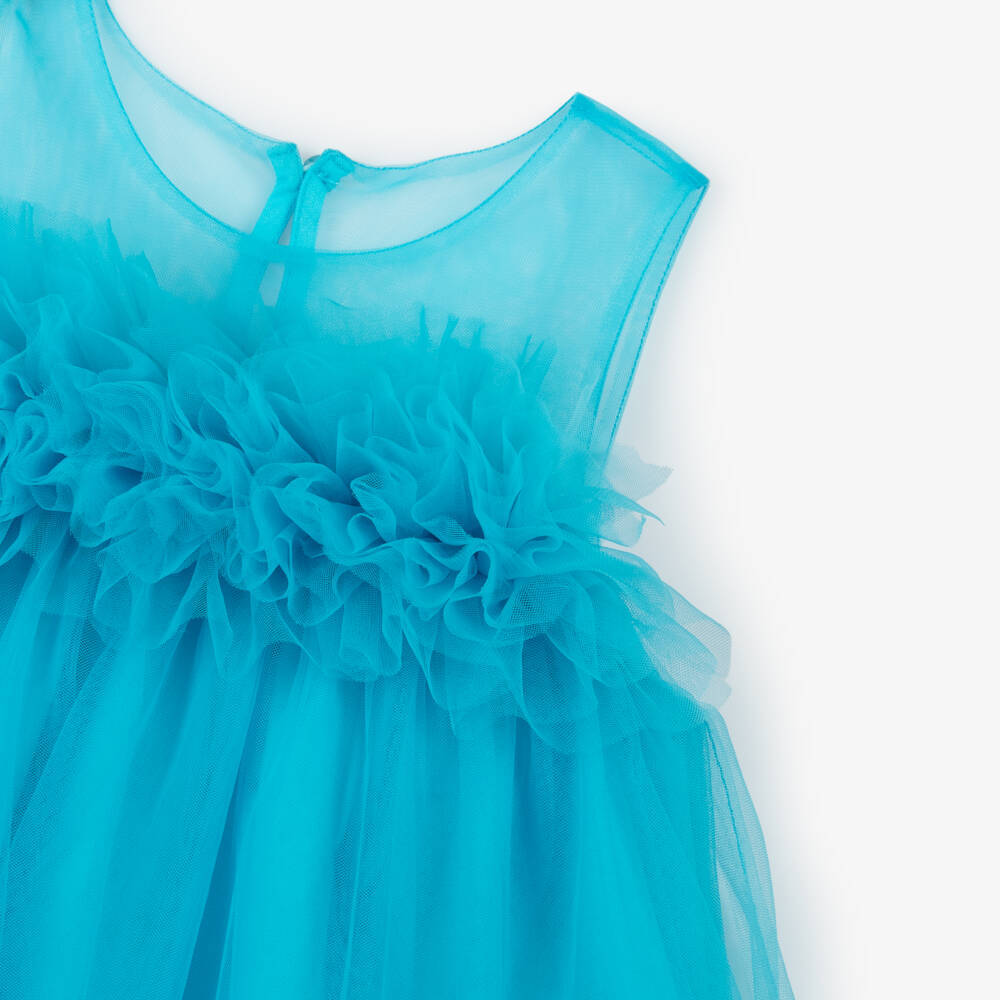 Abel & Lula-Girls Turquoise Dream Tulle Gown | Childrensalon Outlet