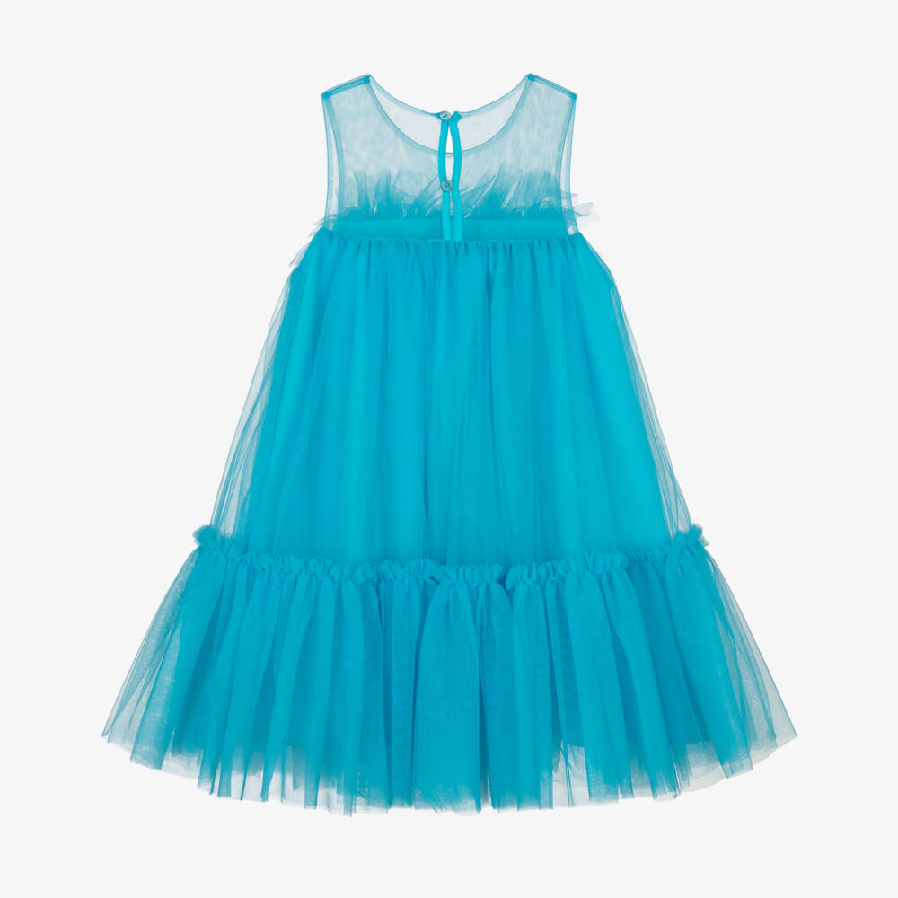 Abel & Lula-Girls Turquoise Dream Tulle Gown | Childrensalon Outlet