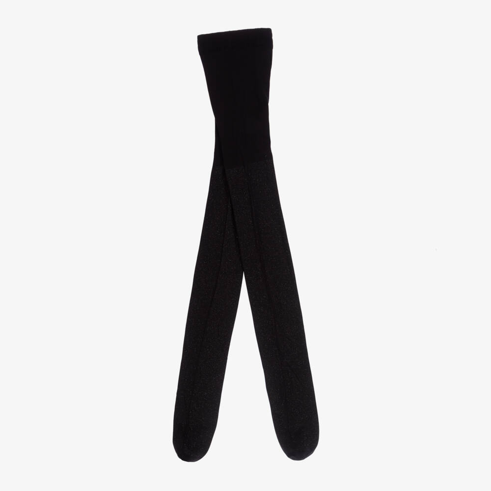 Abel & Lula-Girls Twinkling Noir Semi-Sheer Tights | Childrensalon Outlet