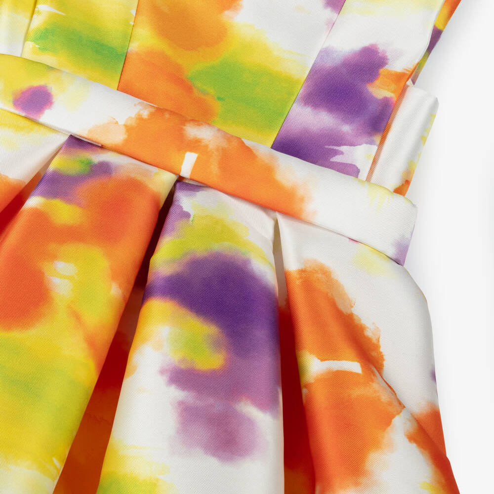 Abel & Lula-فستان ساتان زاهي بالورود للبنات | Childrensalon Outlet