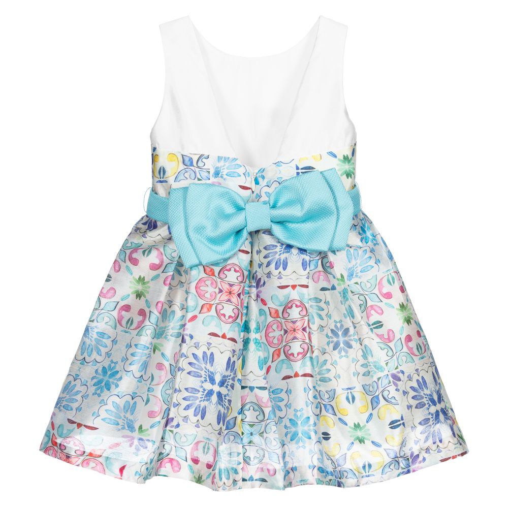 Abel & Lula-Girls White & Blue Dress | Childrensalon Outlet