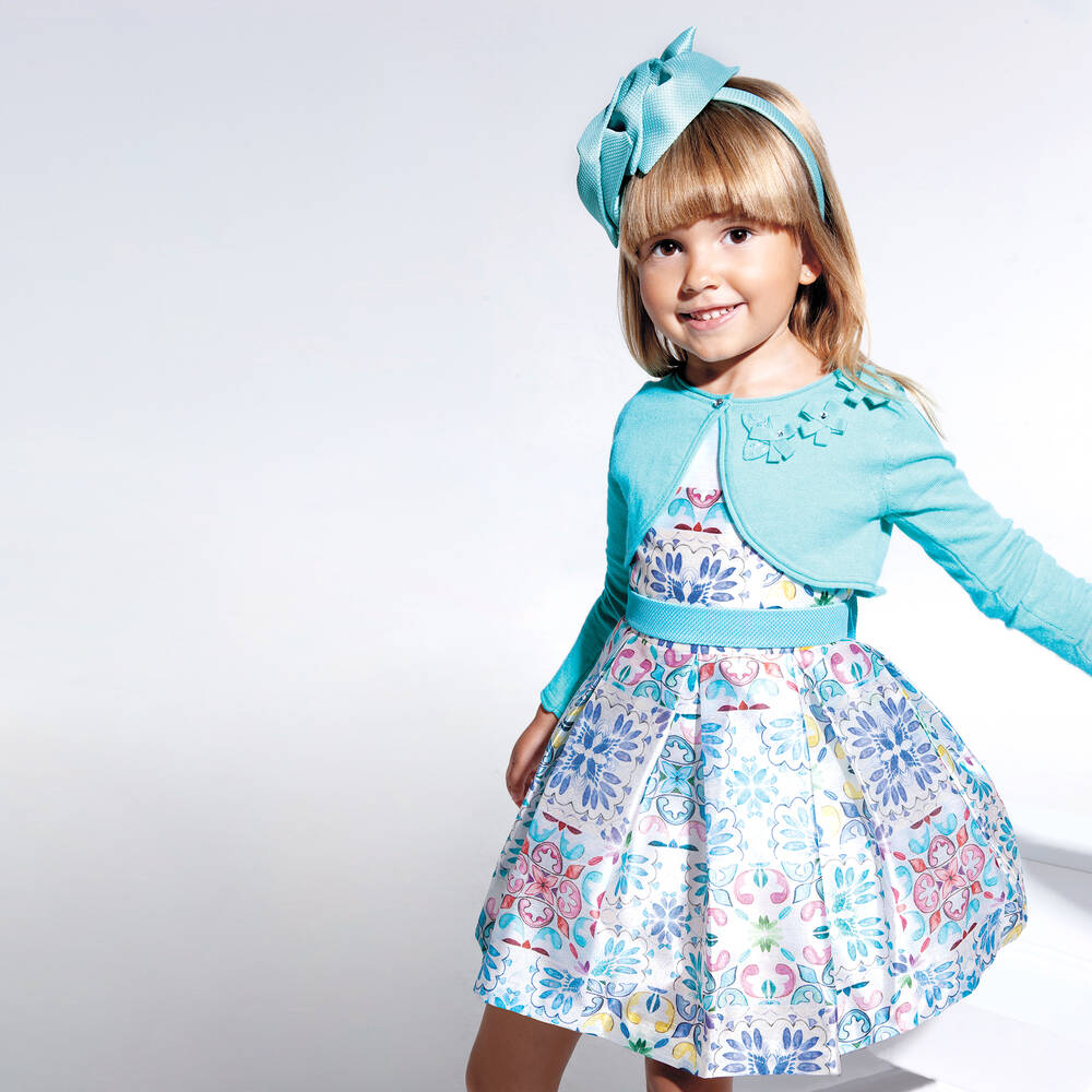 Abel & Lula-Girls White & Blue Dress | Childrensalon Outlet