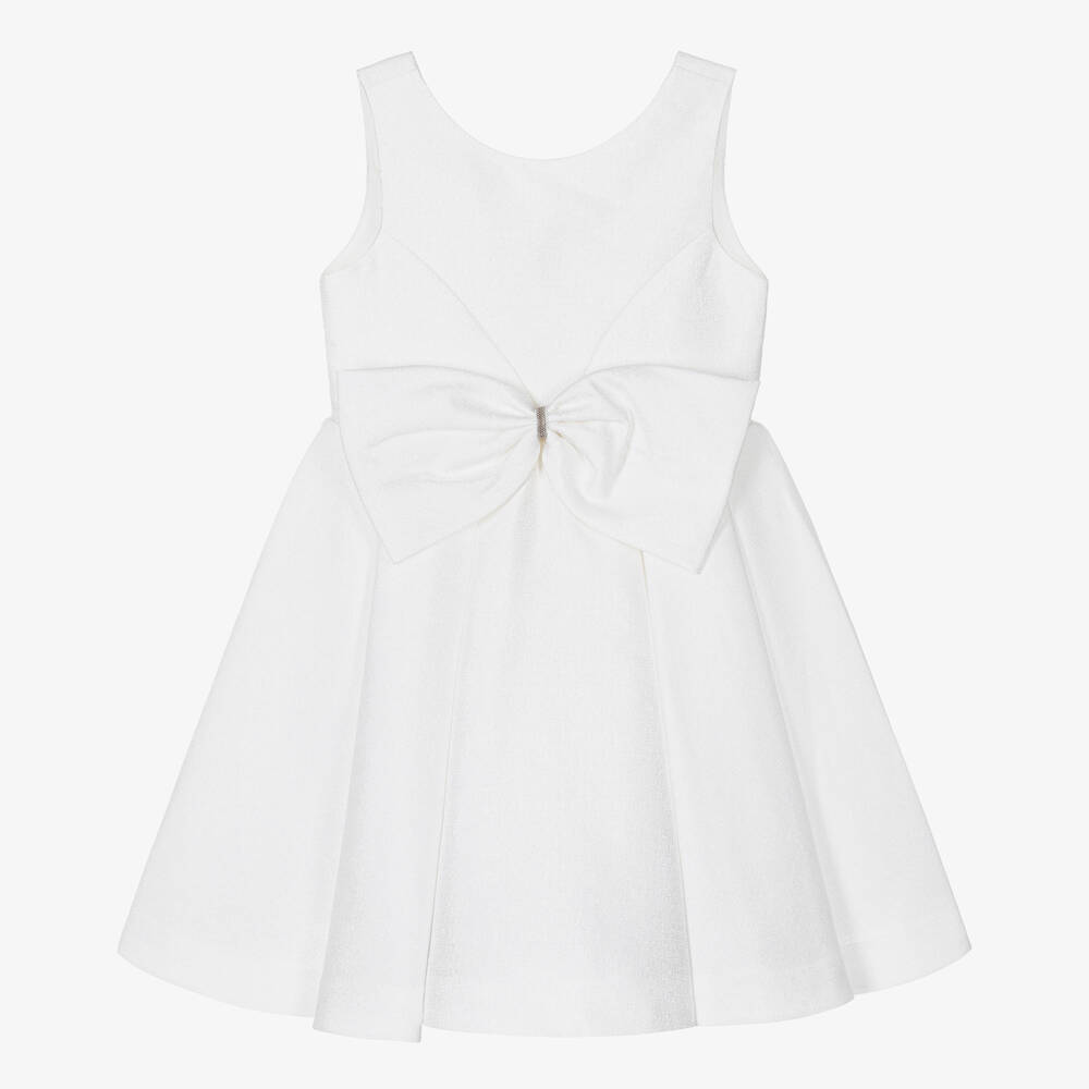 Abel & Lula-Girls White Bow Dress | Childrensalon Outlet