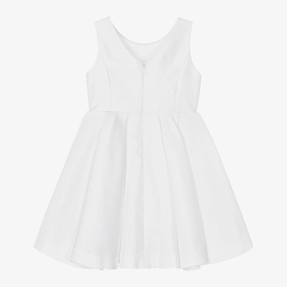 Abel & Lula-Girls White Bow Dress | Childrensalon Outlet