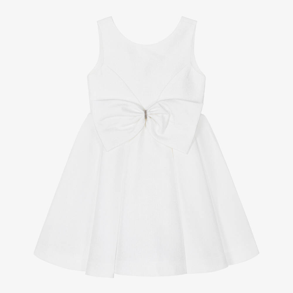 Abel & Lula-Girls White Bow Dress | Childrensalon Outlet
