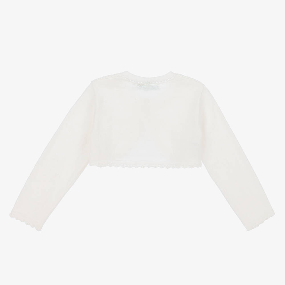 Abel & Lula-كارديغان بوليرو قطن وكشمير محبوك لون أبيض | Childrensalon Outlet