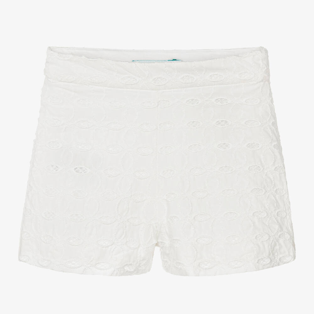 Abel & Lula - Short blanc en coton brodé fille | Childrensalon