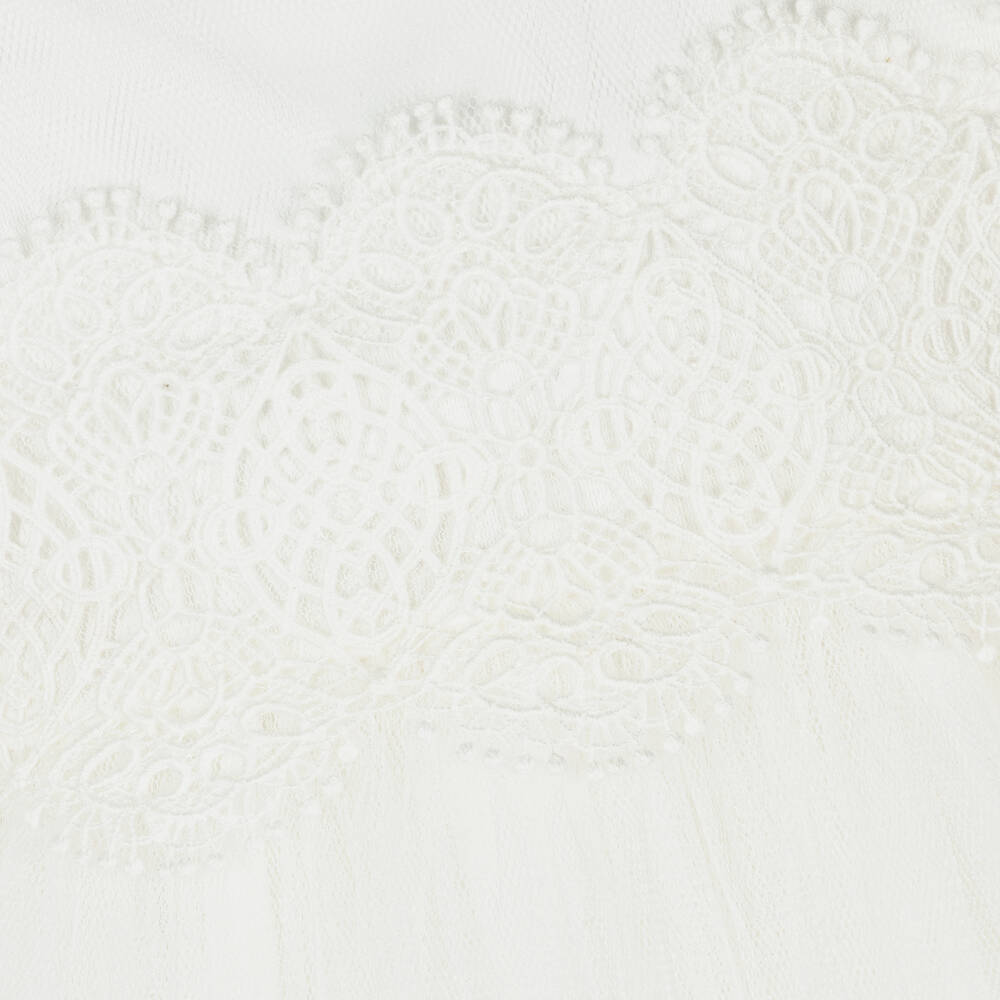 Abel & Lula-فستان قطن تول مزين بدانتيل لون أبيض | Childrensalon Outlet