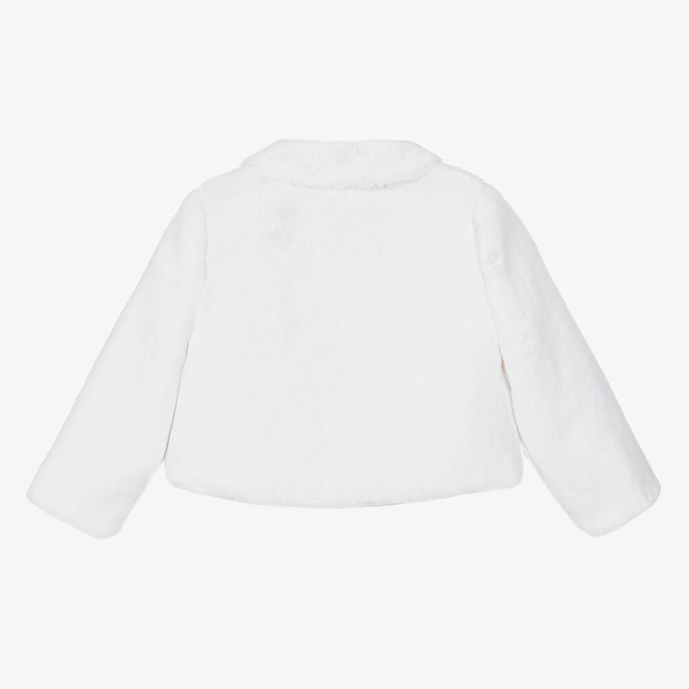 Abel & Lula-Girls White Faux Fur Jacket | Childrensalon Outlet