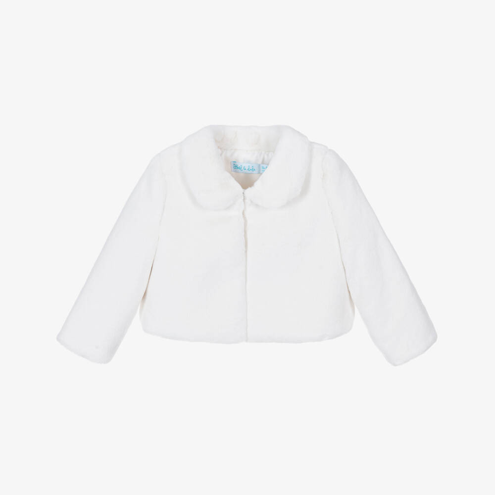 Abel & Lula-جاكيت فرو صناعي لون أبيض أطفال بناتي | Childrensalon Outlet