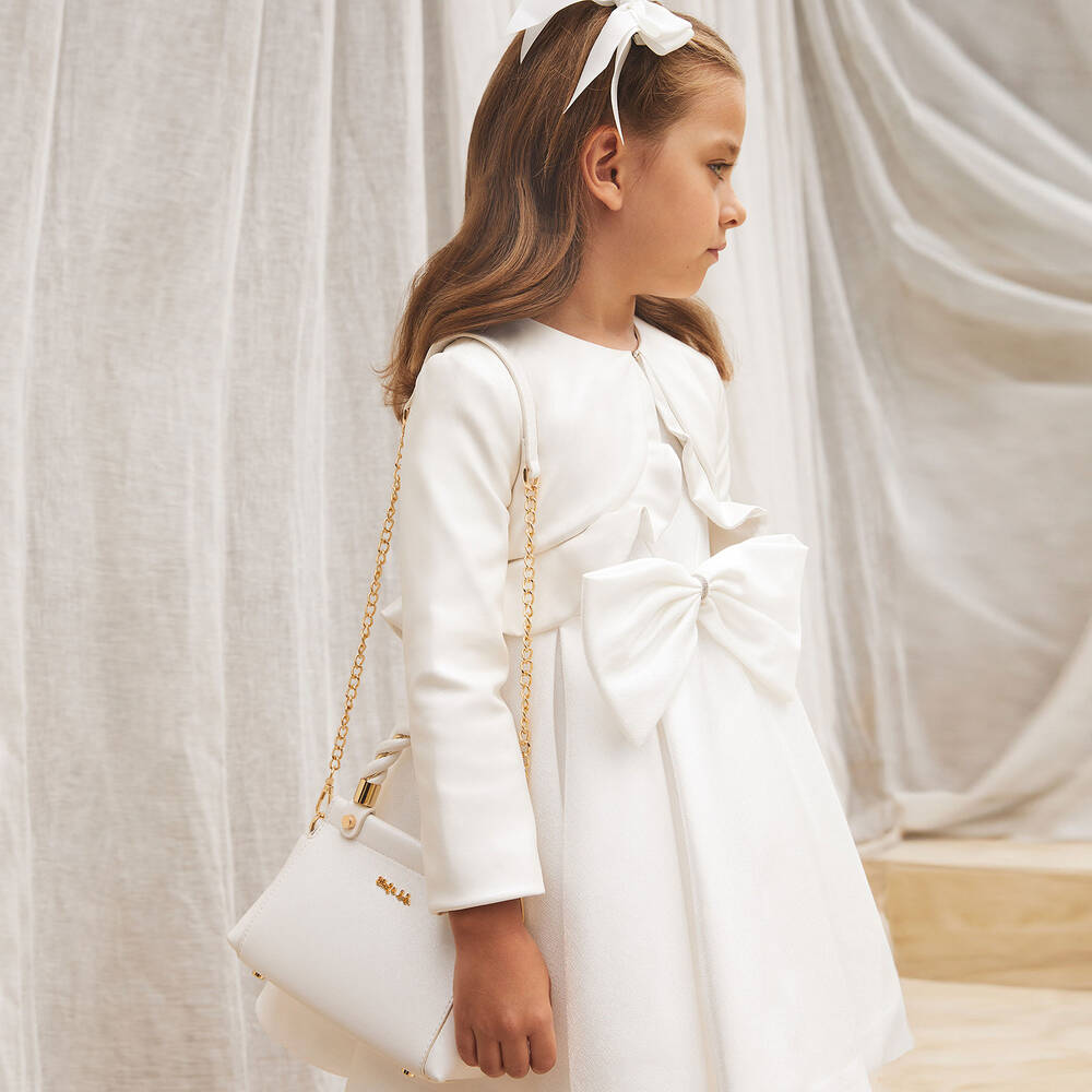 Abel Lula Girls White Faux Leather Handbag 20cm Childrensalon Outlet