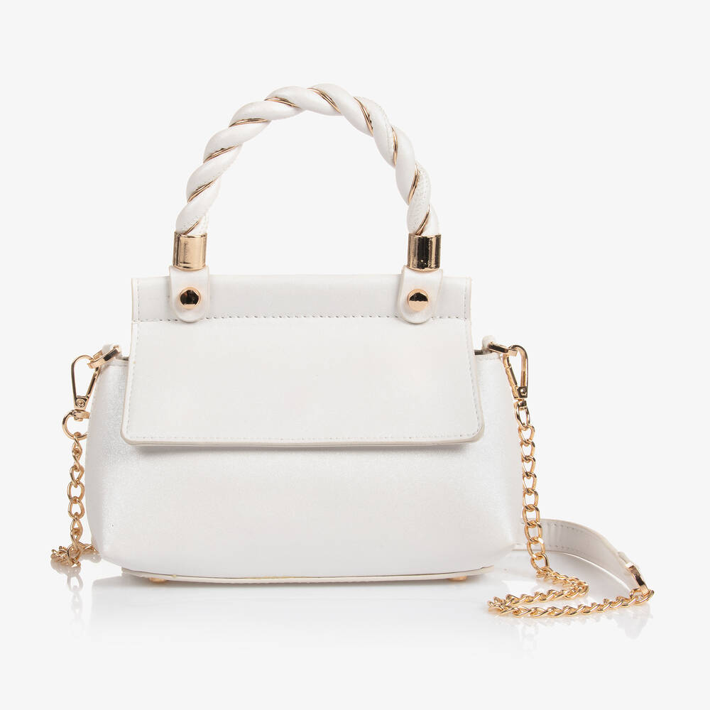 Abel & Lula-Girls White Faux Leather Handbag (20cm) | Childrensalon Outlet