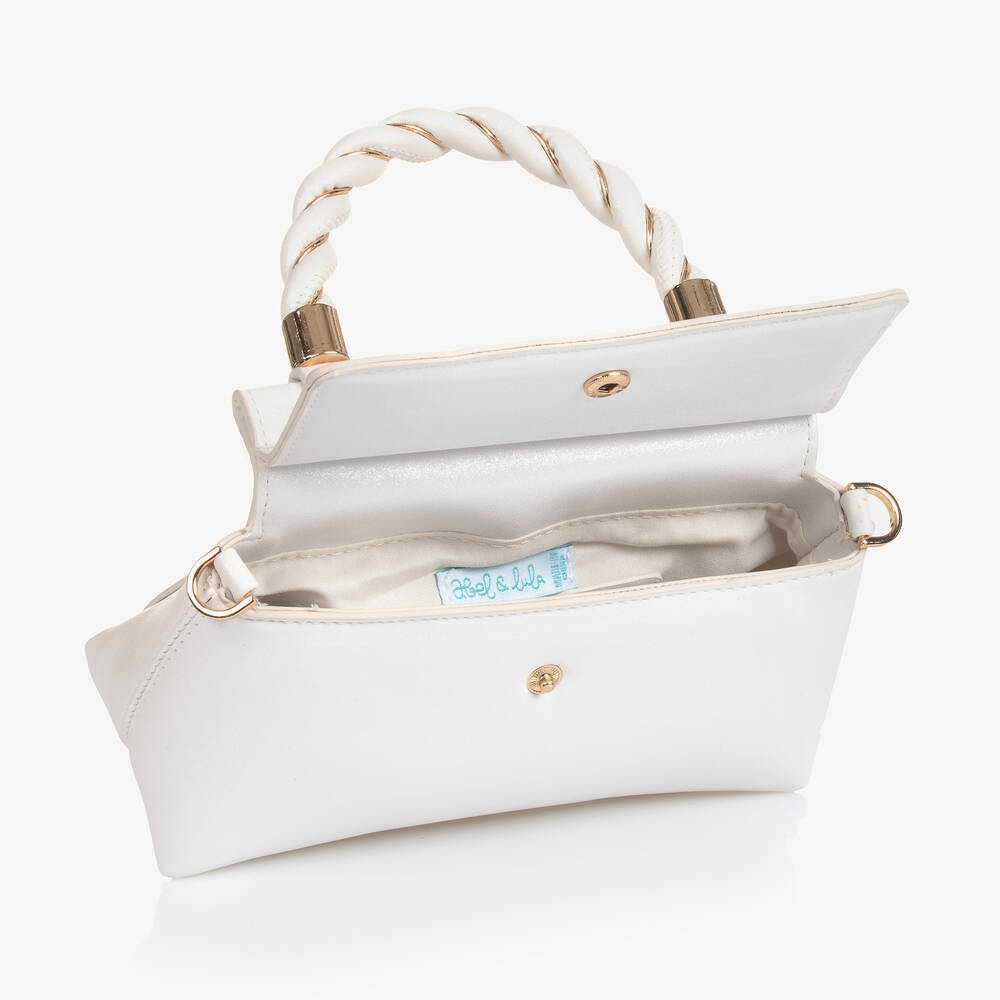 Abel Lula Girls White Faux Leather Handbag 20cm Childrensalon Outlet