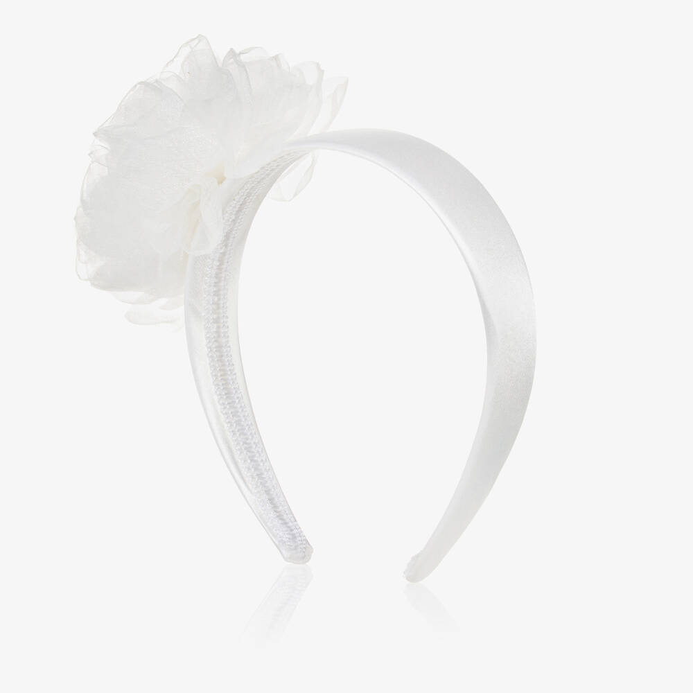 Abel & Lula - Girls White Organza Flower Hairband