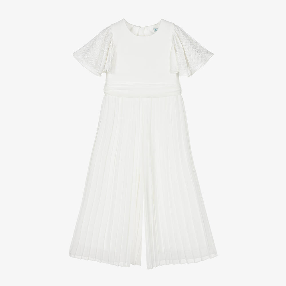 Abel & Lula - Girls White Palazzo Jumpsuit | Childrensalon