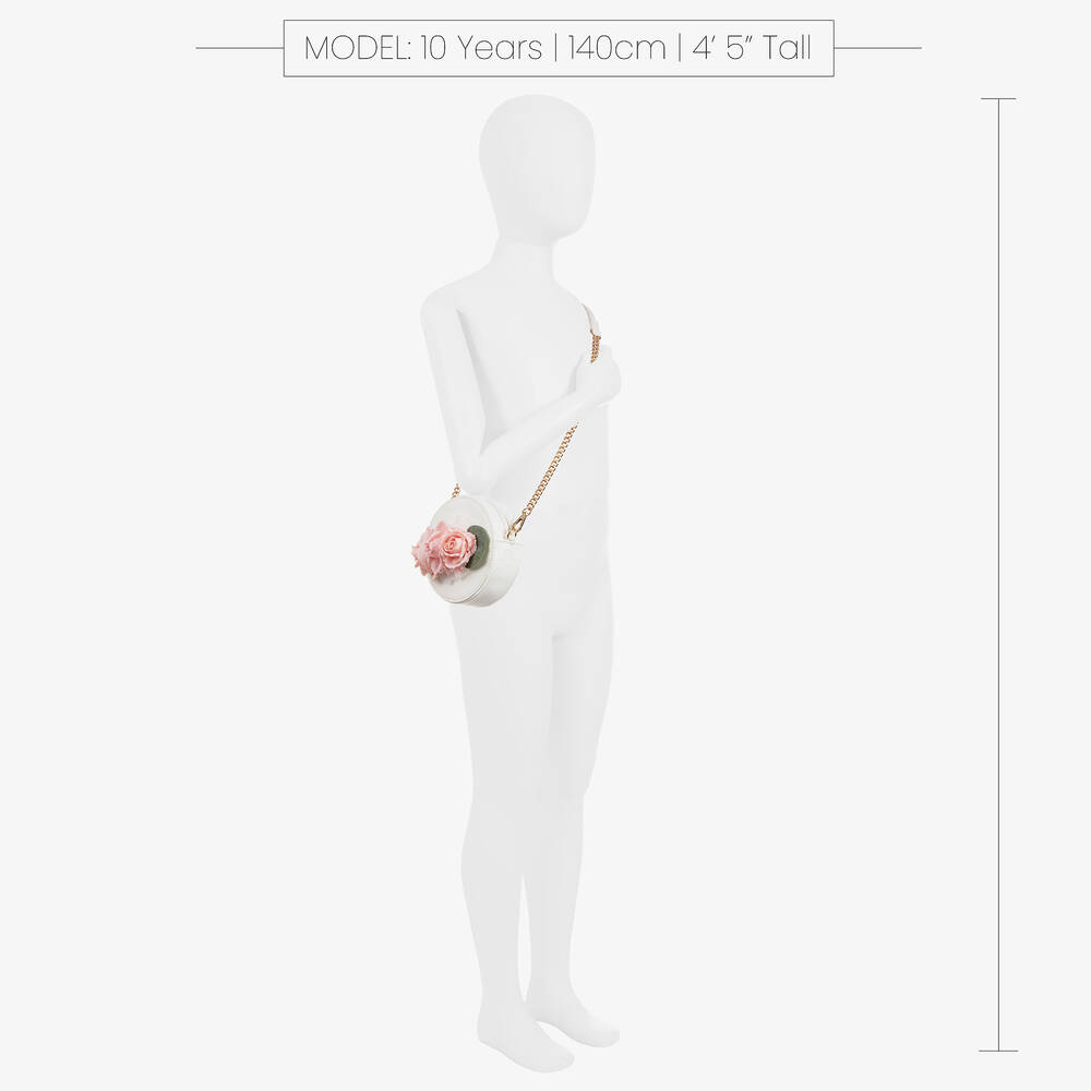 Abel & Lula-Girls White Roses Round Bag (14cm)  | Childrensalon Outlet