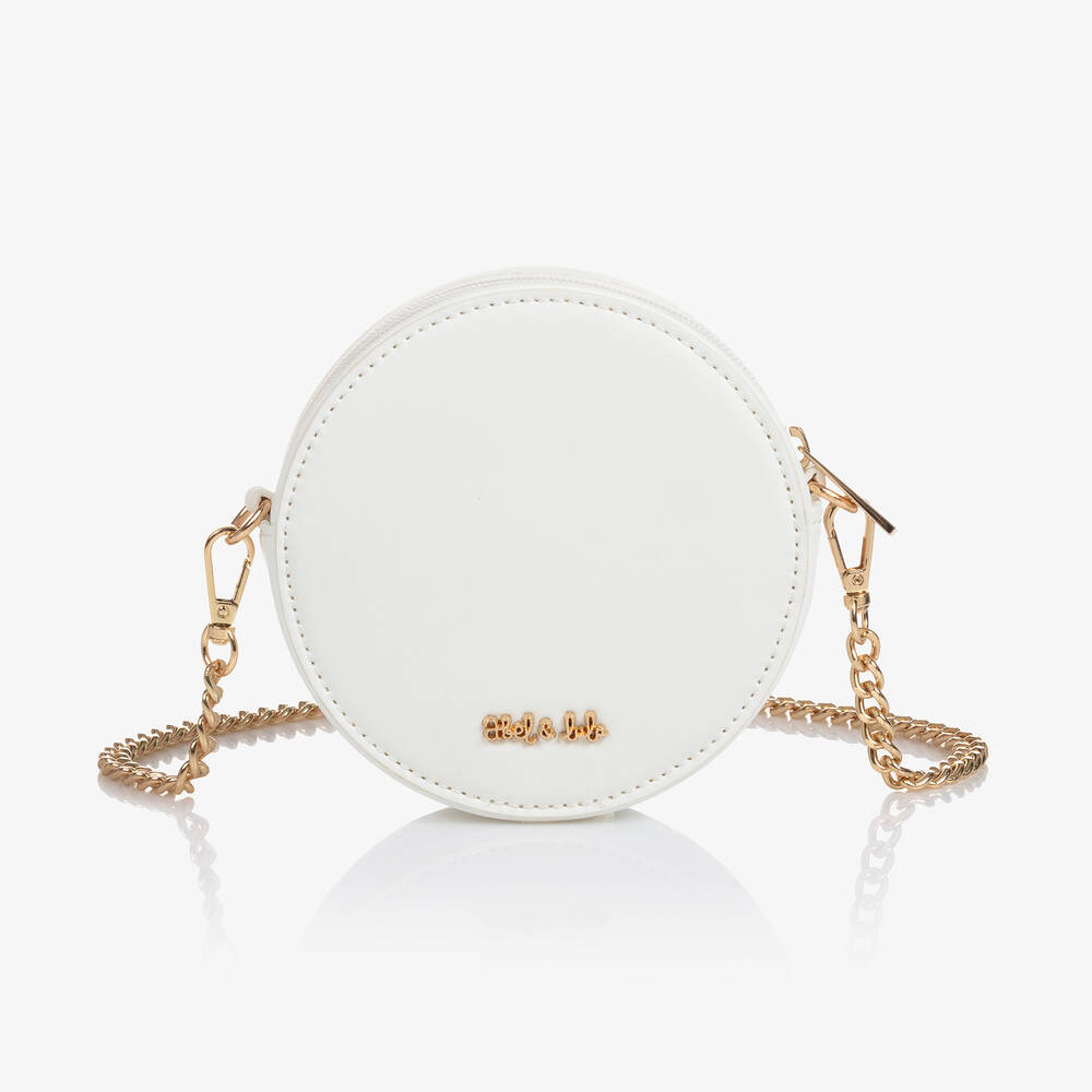Abel & Lula-Girls White Roses Round Bag (14cm)  | Childrensalon Outlet