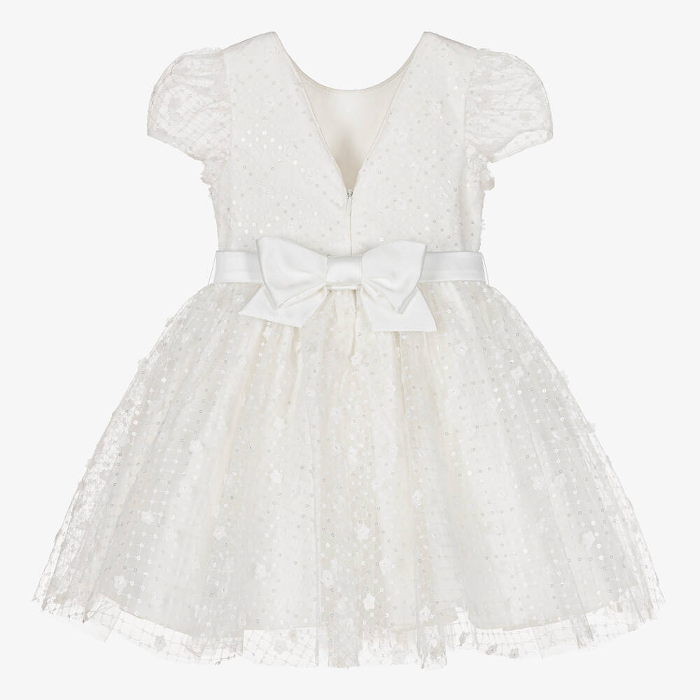 Abel & Lula-Girls White Sequin & Tulle Dress  | Childrensalon Outlet