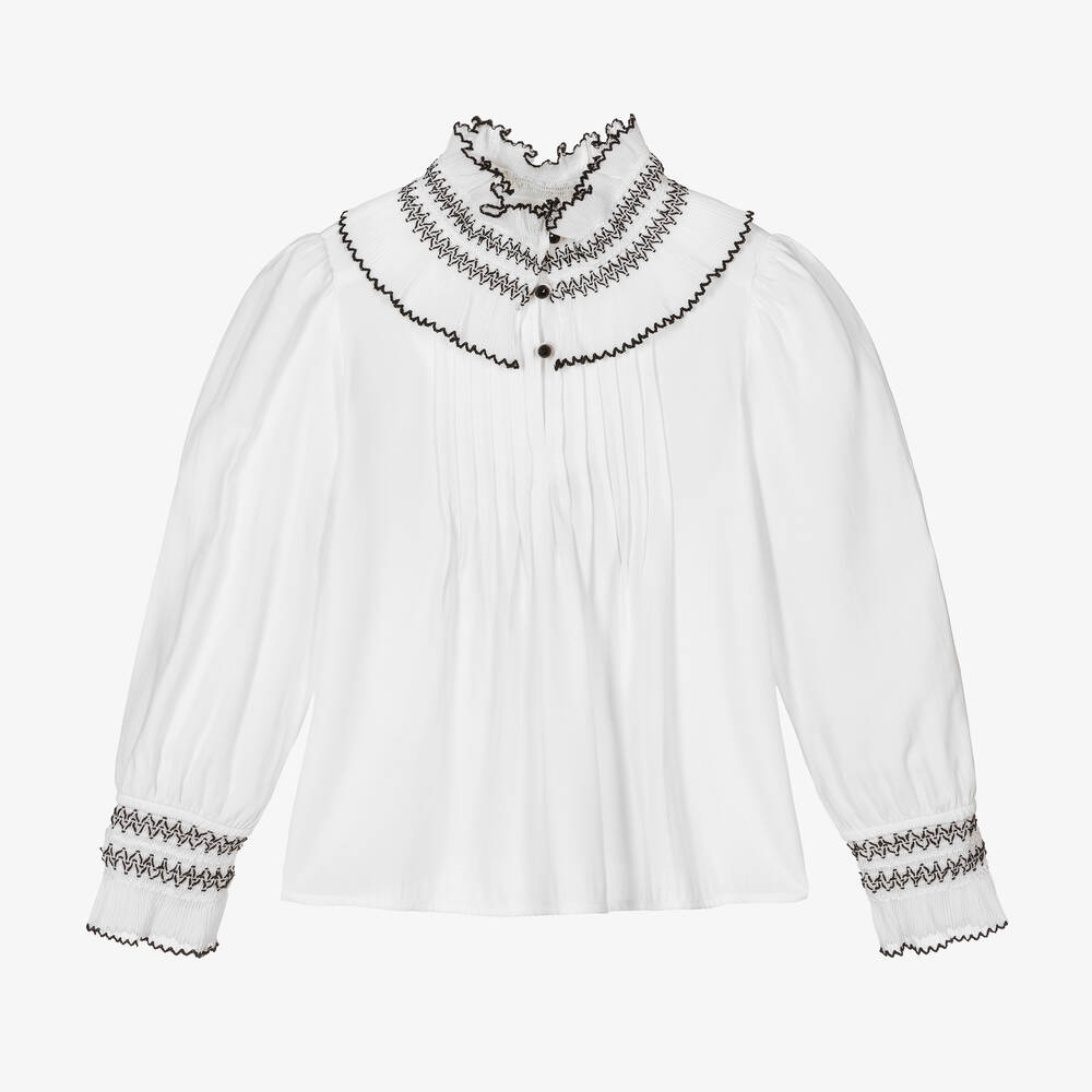 Abel & Lula - Blouse blanche brodée en viscose | Childrensalon