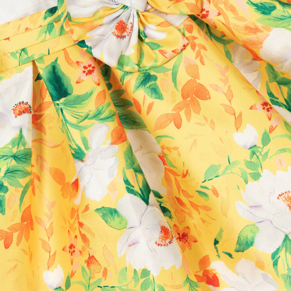 Abel & Lula-Girls White & Yellow Floral Dress | Childrensalon Outlet