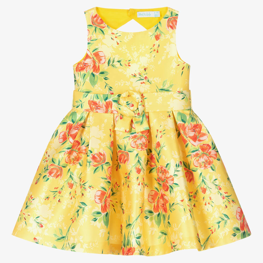 Abel & Lula - Robe jaune à fleurs fille | Childrensalon