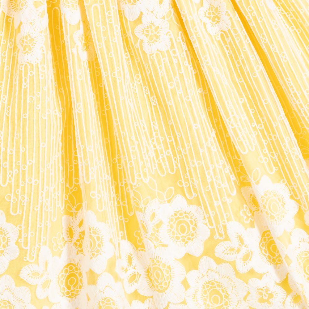 Abel & Lula-Girls Yellow Floral Lace Dress | Childrensalon Outlet