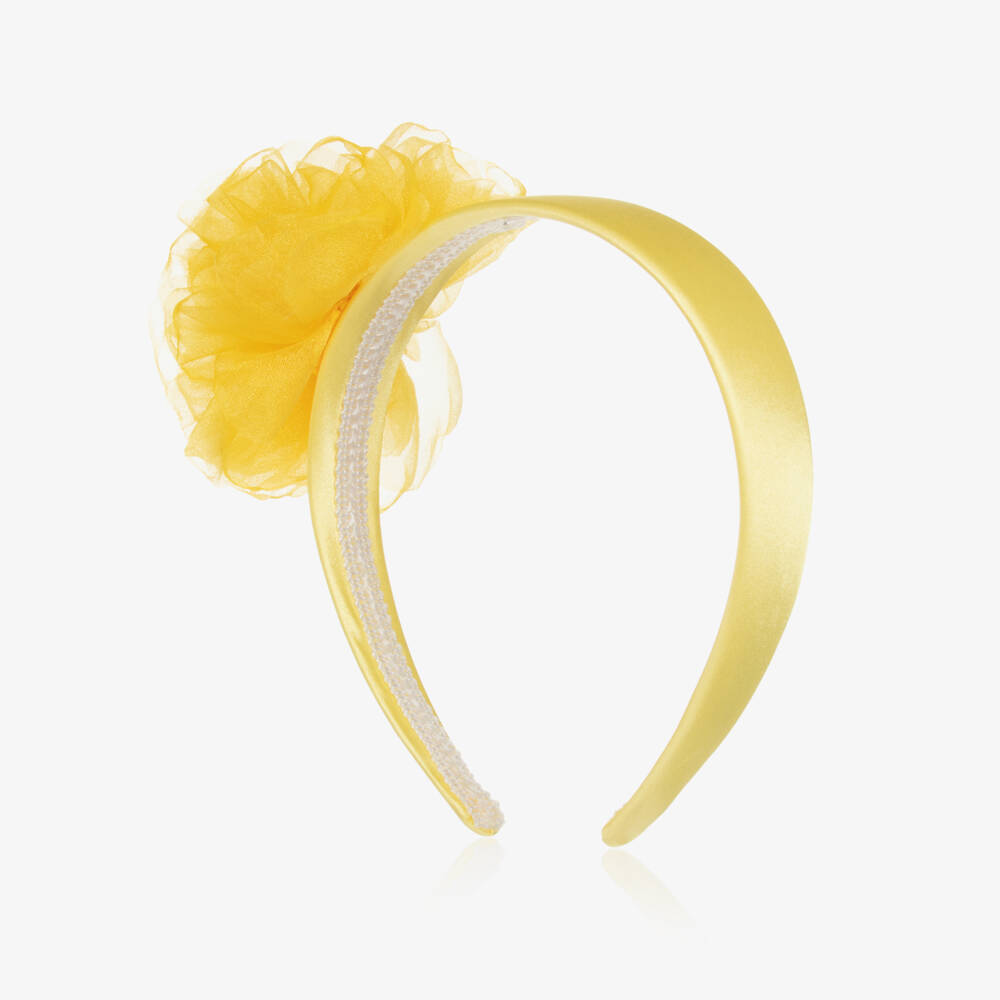 Abel & Lula-Girls Yellow Organza Flower Hairband | Childrensalon Outlet