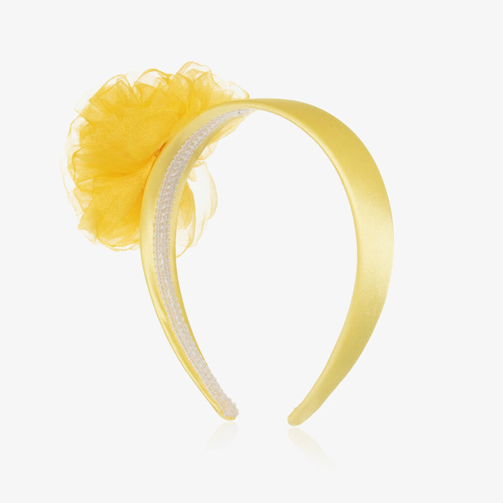 Abel & Lula-Girls Yellow Organza Flower Hairband | Childrensalon Outlet