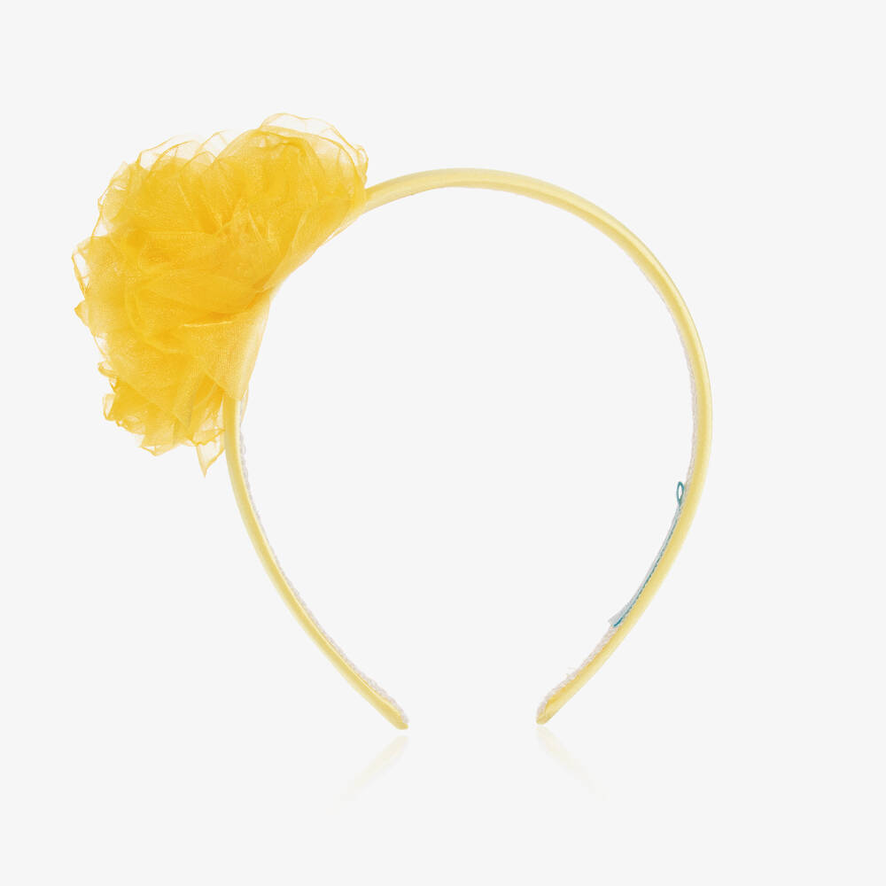 Abel & Lula-Girls Yellow Organza Flower Hairband | Childrensalon Outlet
