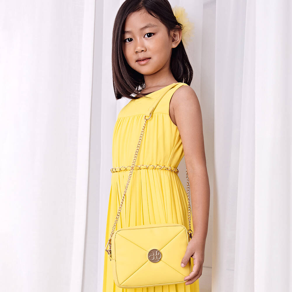 Abel Lula Girls Yellow Quilted Faux Leather Bag 17cm Childrensalon Outlet
