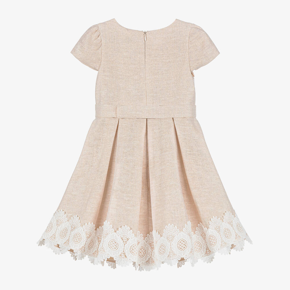 Abel & Lula-Gold Linen Dress | Childrensalon Outlet