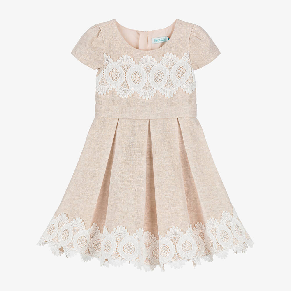 Abel & Lula-Gold Linen Dress | Childrensalon Outlet