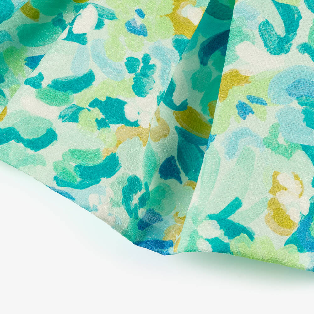 Abel & Lula-Green Floral Lurex Flower Satin Dress | Childrensalon Outlet