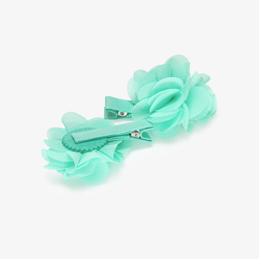 Abel & Lula-Green Flower Hair Clips 2pk | Childrensalon Outlet