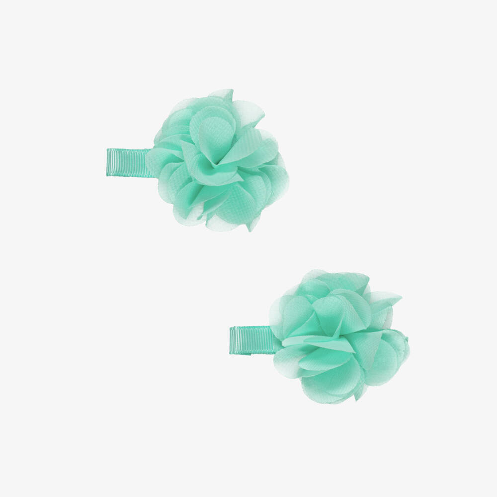 Abel & Lula-Green Flower Hair Clips 2pk | Childrensalon Outlet