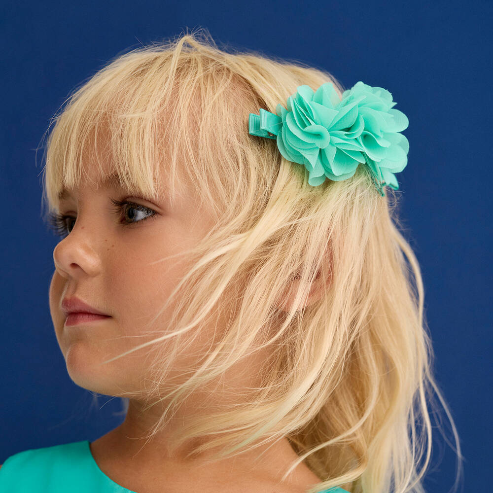 Abel & Lula-Green Flower Hair Clips 2pk | Childrensalon Outlet