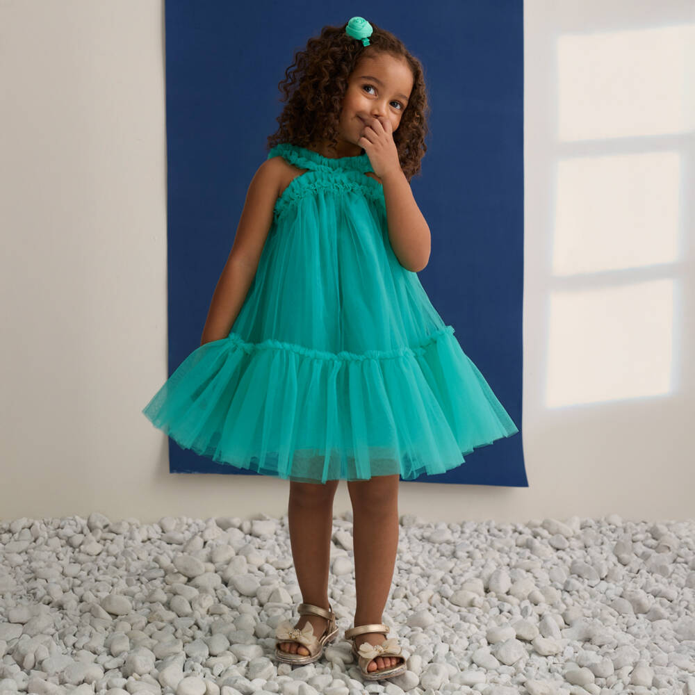 Abel & Lula-Green Tulle Dress | Childrensalon Outlet