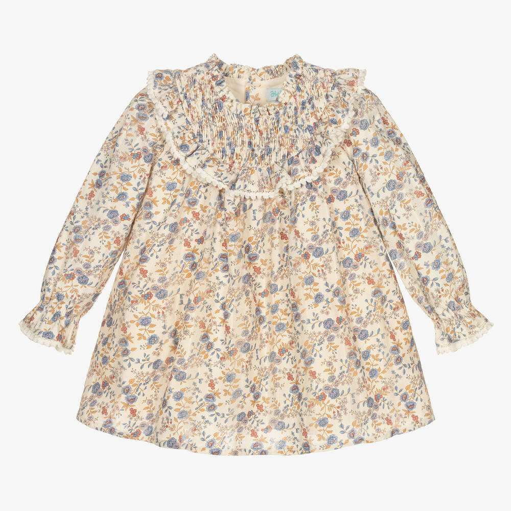 Abel & Lula - Ivory & Blue Floral Dress | Childrensalon