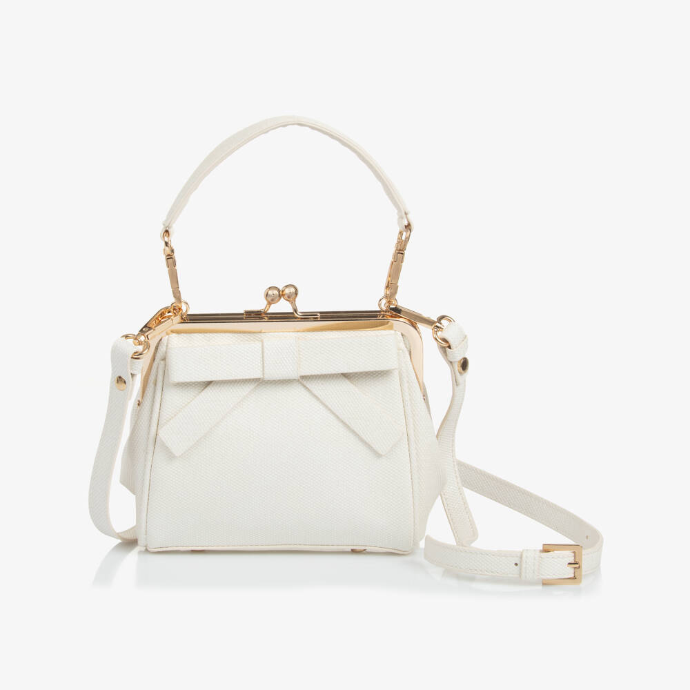 Abel & Lula-Ivory Bow-Embellished Girls Tote | Childrensalon Outlet