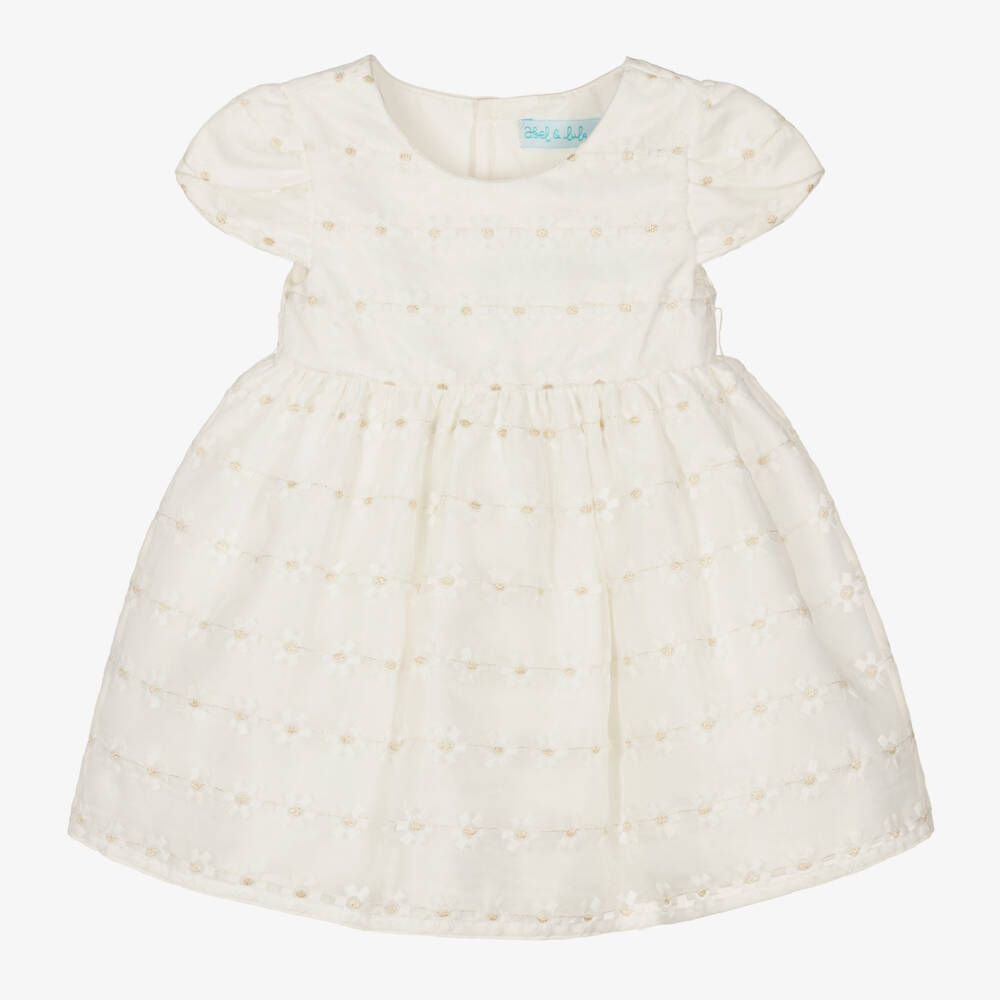 Abel & Lula-Ivory Embroidered Organza Dress | Childrensalon Outlet
